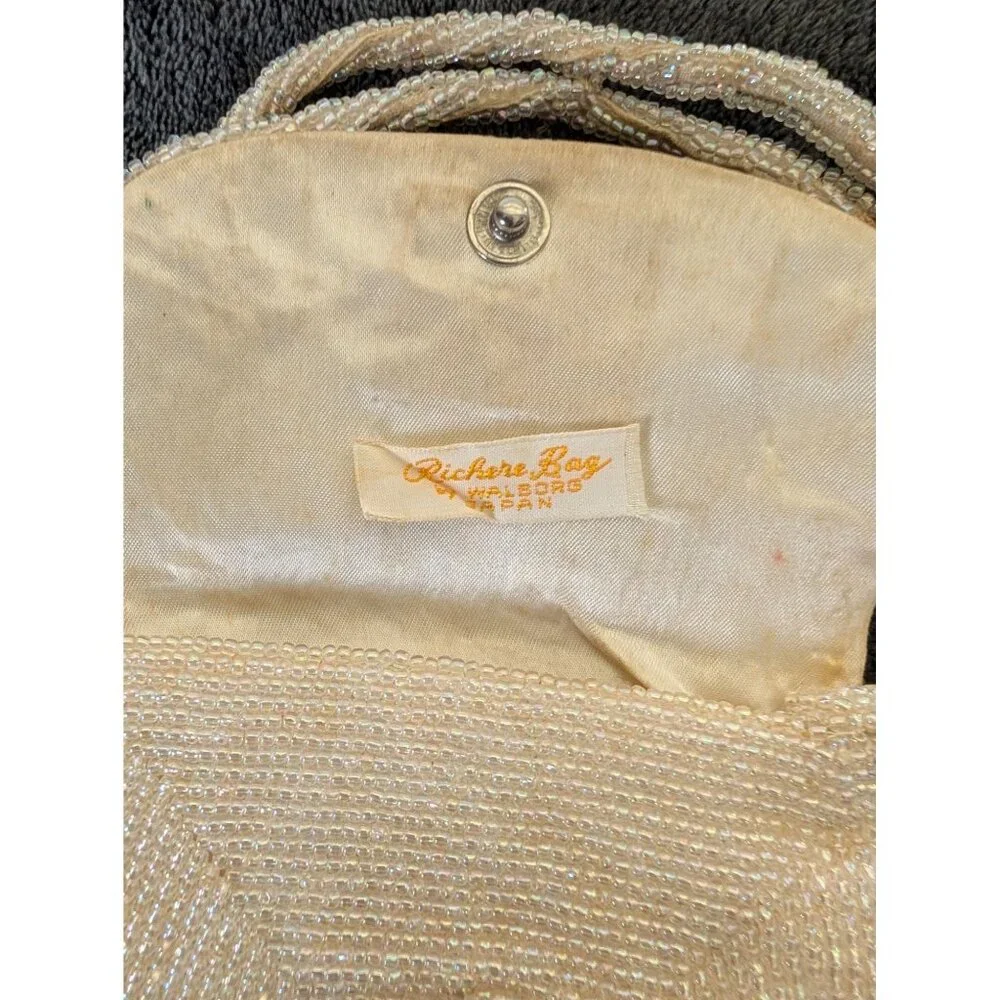 Vintage Midcentury Richere Bag by Walborg Japan Mini‎ Cream Beaded Handbag